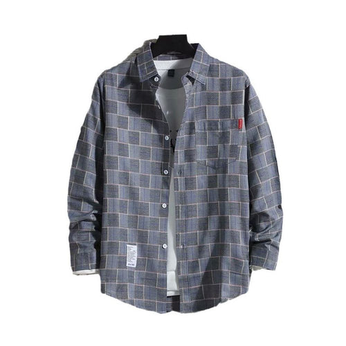 Men's Loose-Fit Casual Plaid Shirt