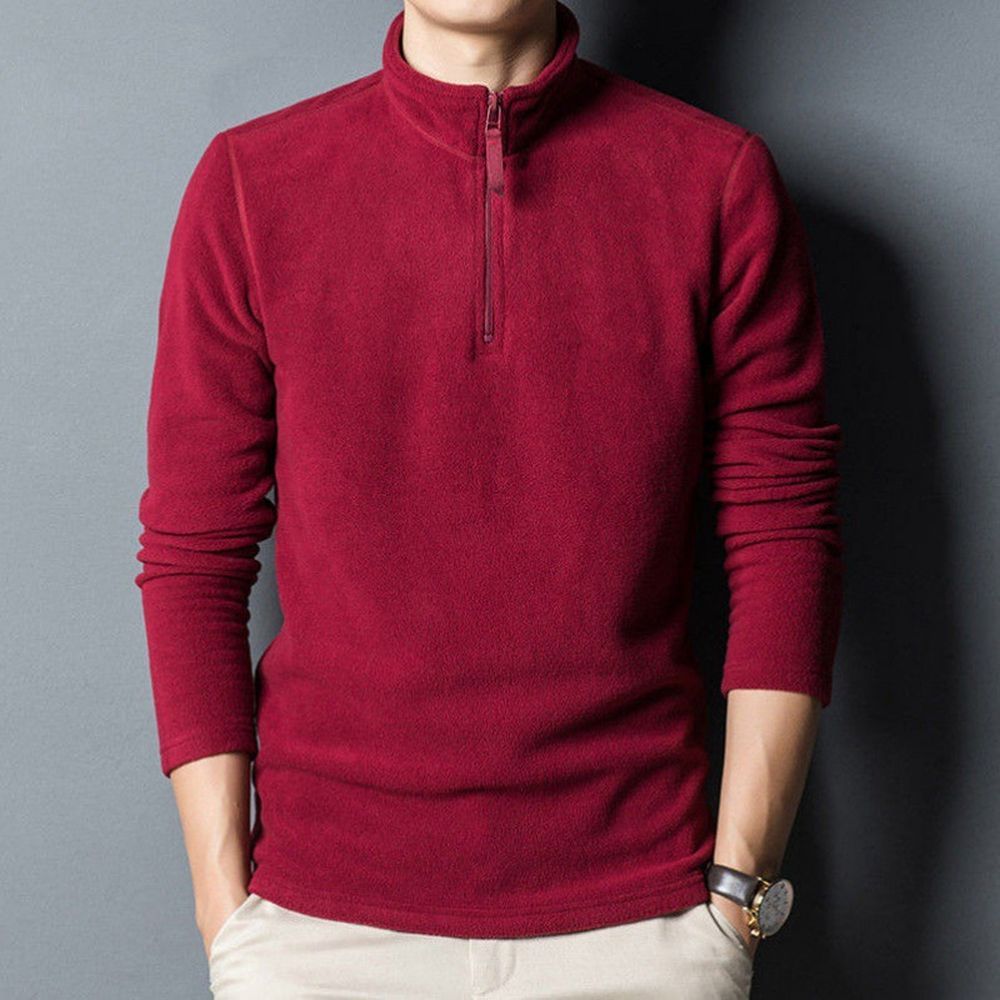 Men's Stand-Collar Half-Zip Fleece Sweatshirt