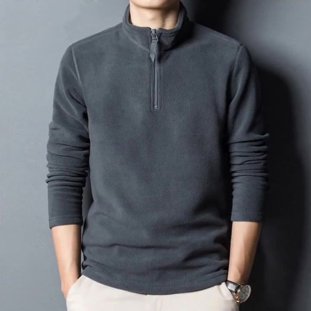 Men's Stand-Collar Half-Zip Fleece Sweatshirt