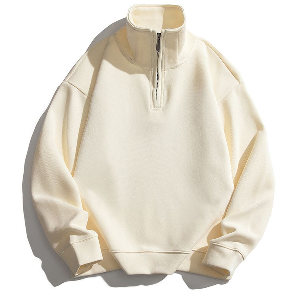 Men's Winter Half Zipper Fleece Casual Loose Hoodie