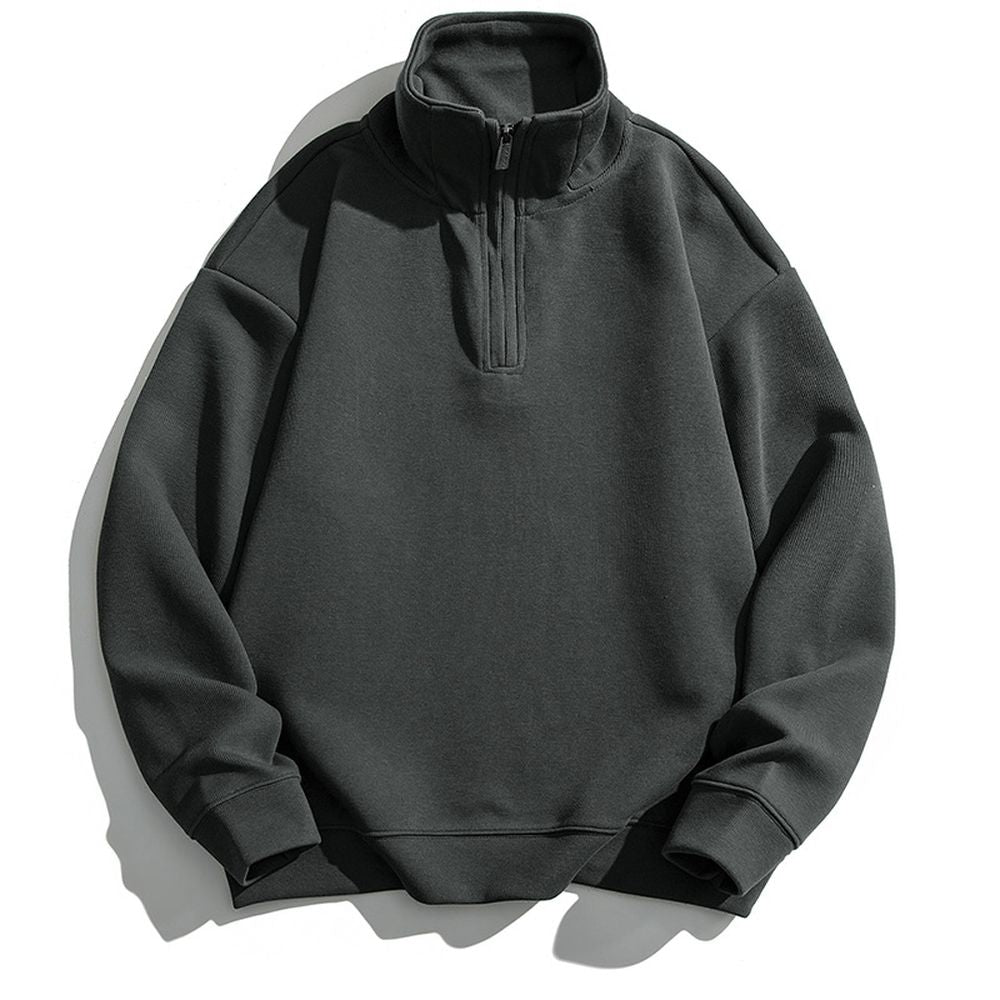 Men's Winter Half Zipper Fleece Casual Loose Hoodie