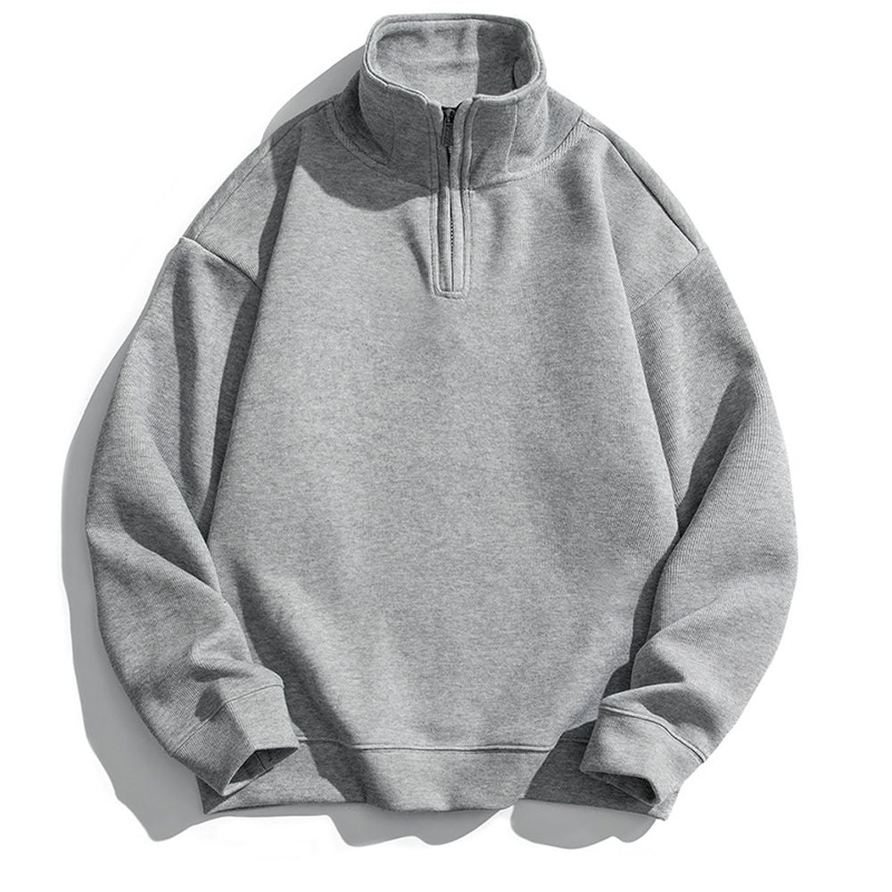 Men's Winter Half Zipper Fleece Casual Loose Hoodie