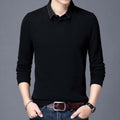 New Men's Long-Sleeved Slim Collar Solid Color Shirt