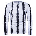Men's Black and White Strip Casual Fashion T-Shirt